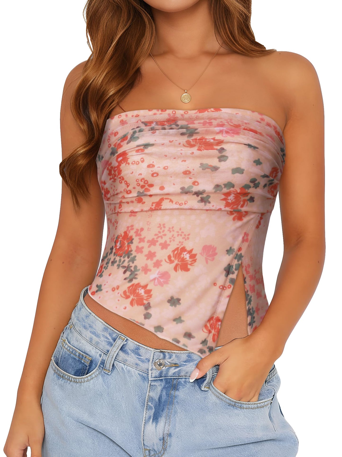 Womens Tube Top Strapless Mesh Asymmetrical Hem Crop Tops Summer Bandeau | Cute summer tops, Basic short shirts, Going out top, Y2k style, Vacation outfits