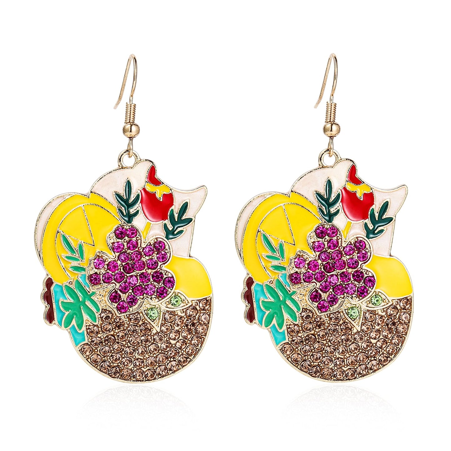 Hawaiian Cocktail Drink Earrings Bohemia Colorful Cute Wineglass Drop Dangle Earrings for Women Summer Beach Party Vacation Earrings Holiday Jewelry Gift