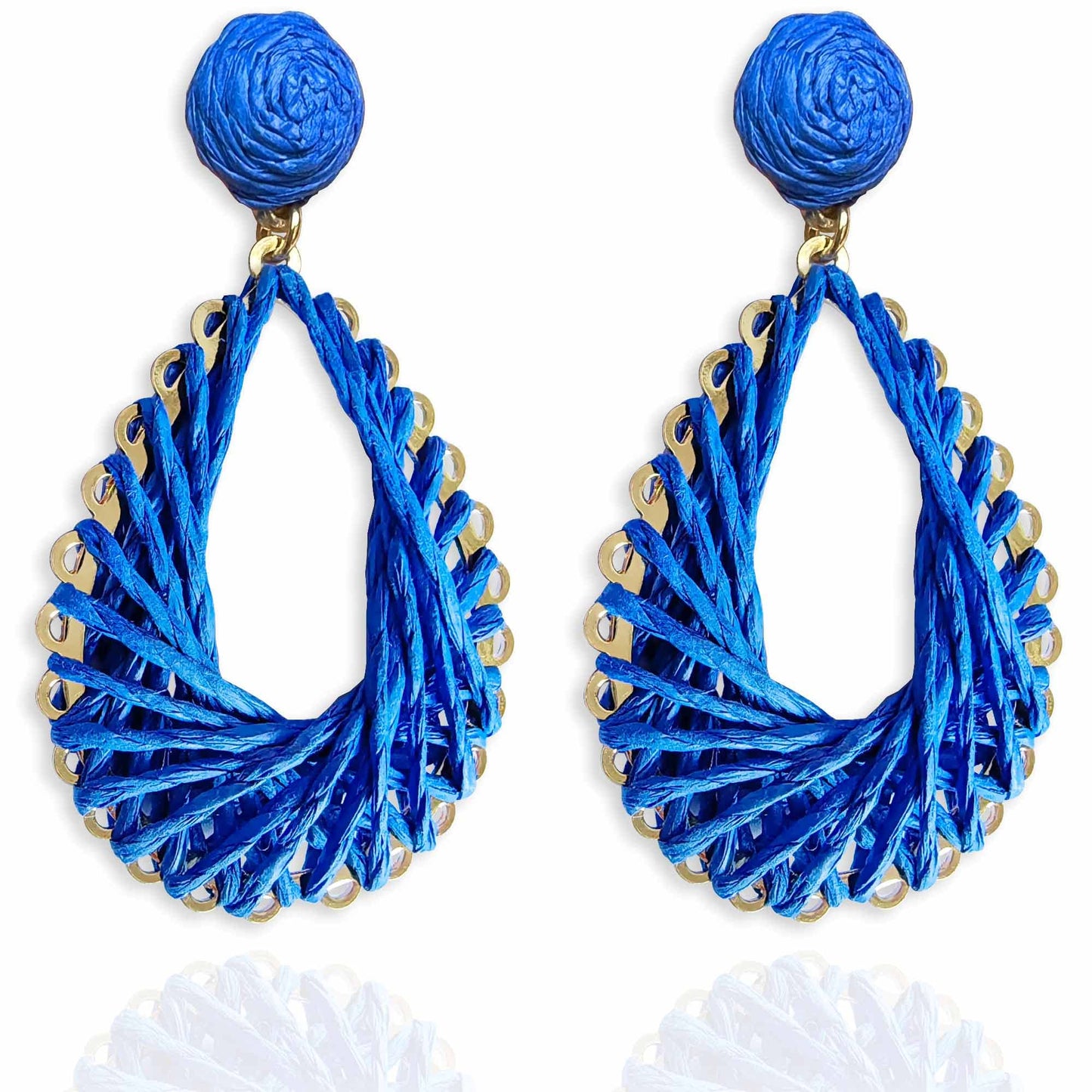 Boho Rattan Drop Earrings Women Raffia Teardrop Earrings Dangle Handmade Hot Pink Summer Earrings Jewelry