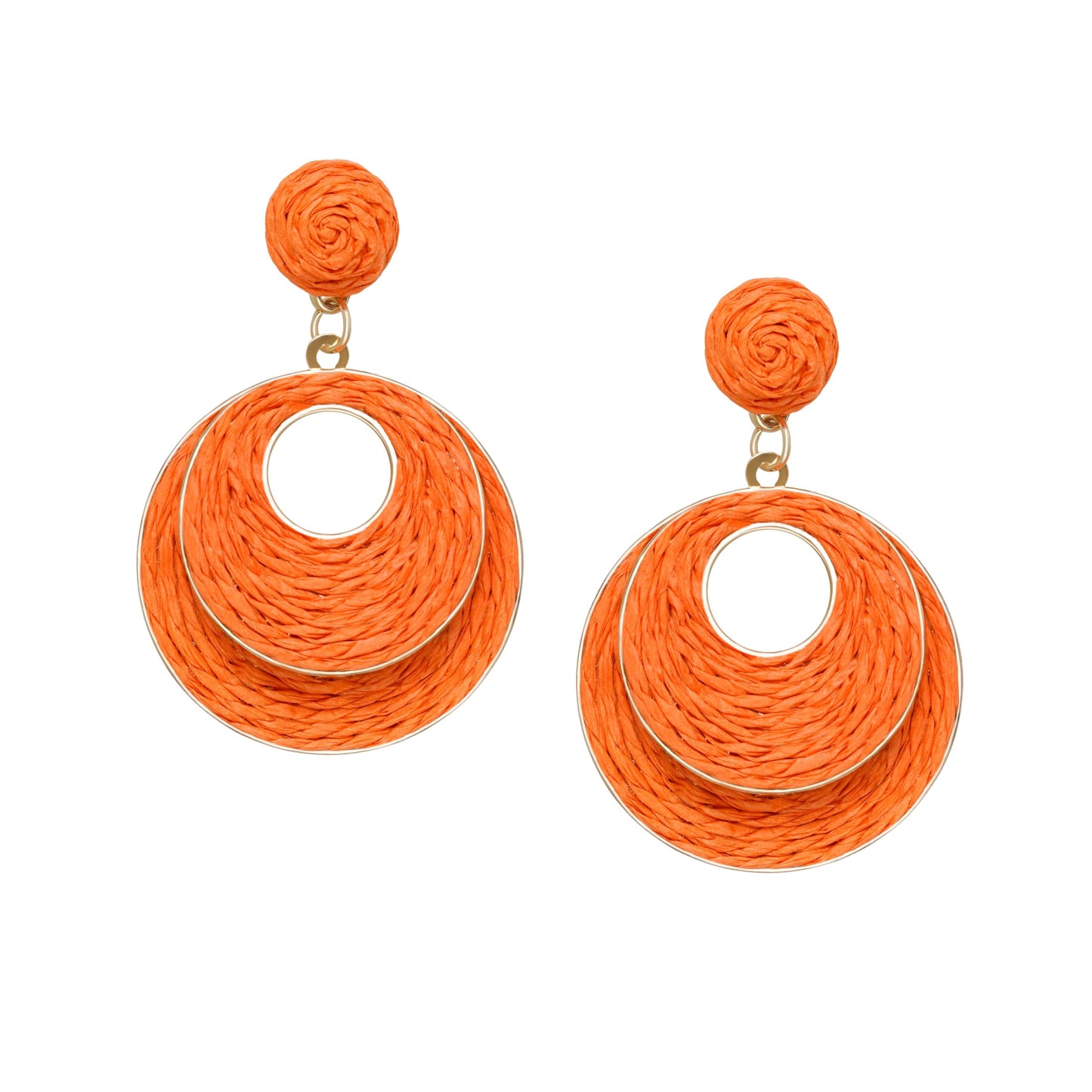 Raffia Hoop Earrings for Women - Boho Straw Wiker Dangle Drop Earrings for Summer Beach, Bohemian Trendy Rattan Jewelry