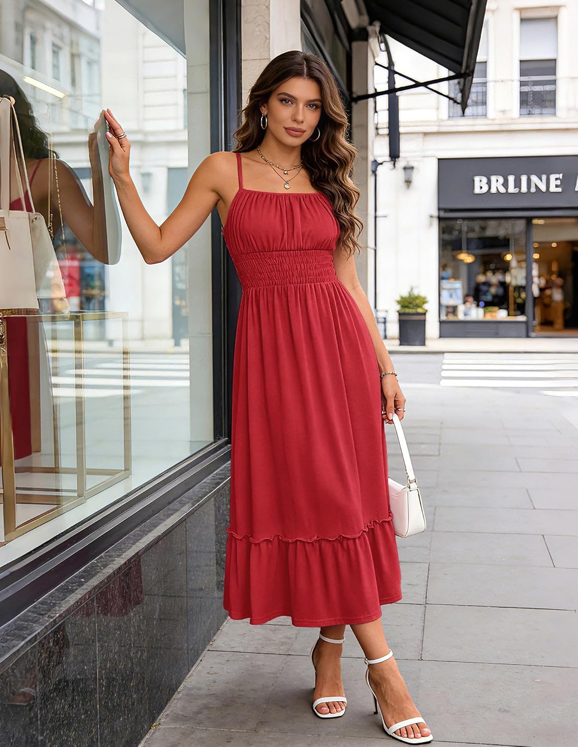 GRACE KARIN Women's Summer Maxi Dresses 2026 Beach Vacation Dress | Casual, Smocked Waist, Spaghetti Strap, Sleeveless, Boho Sundress With Pockets, Trendy Fashion Outfits