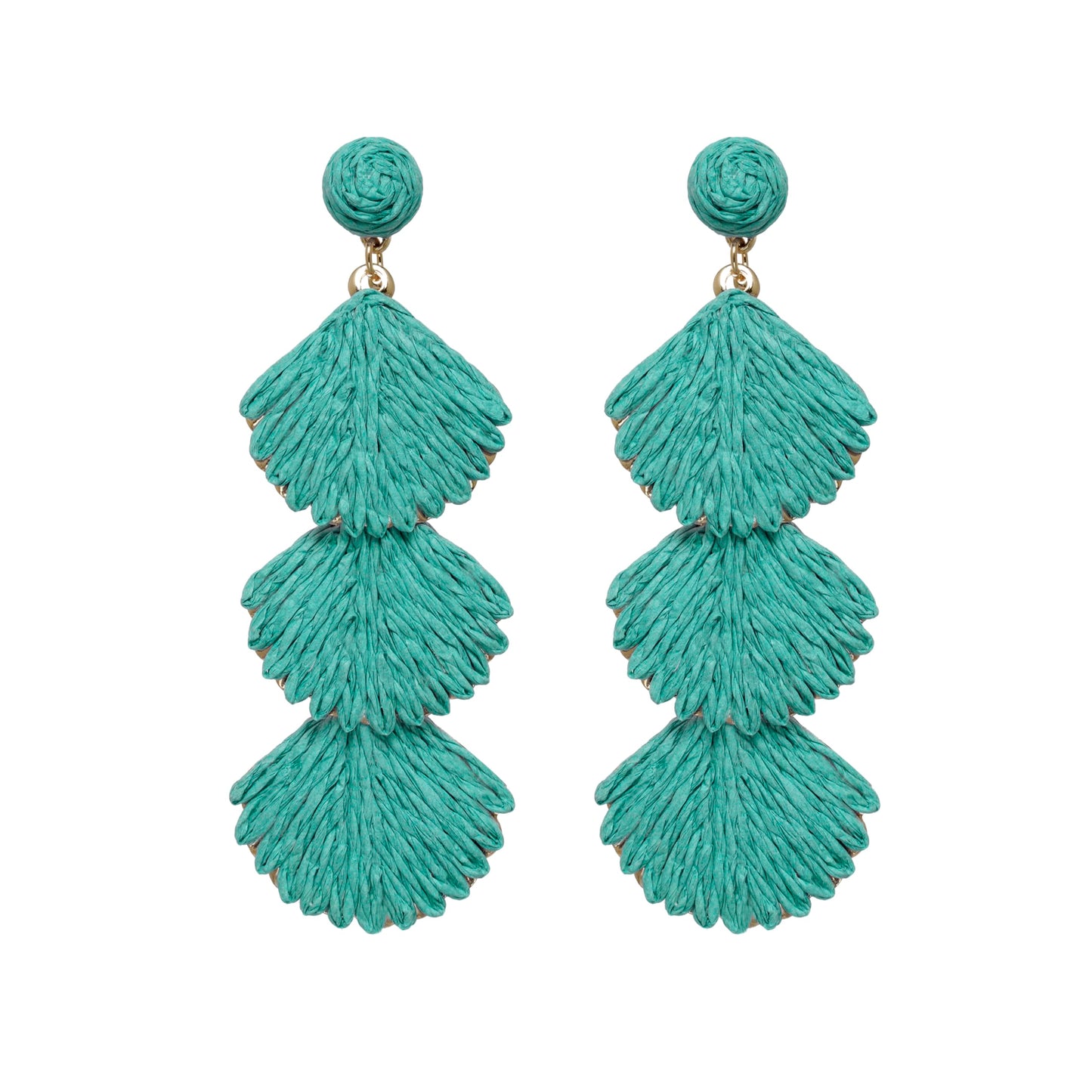 Raffia Dangle Earrings for Women - Boho Statement Rattan Drop Jewelry with Shell Design, Lightweight Summer Beach Trendy Accessories