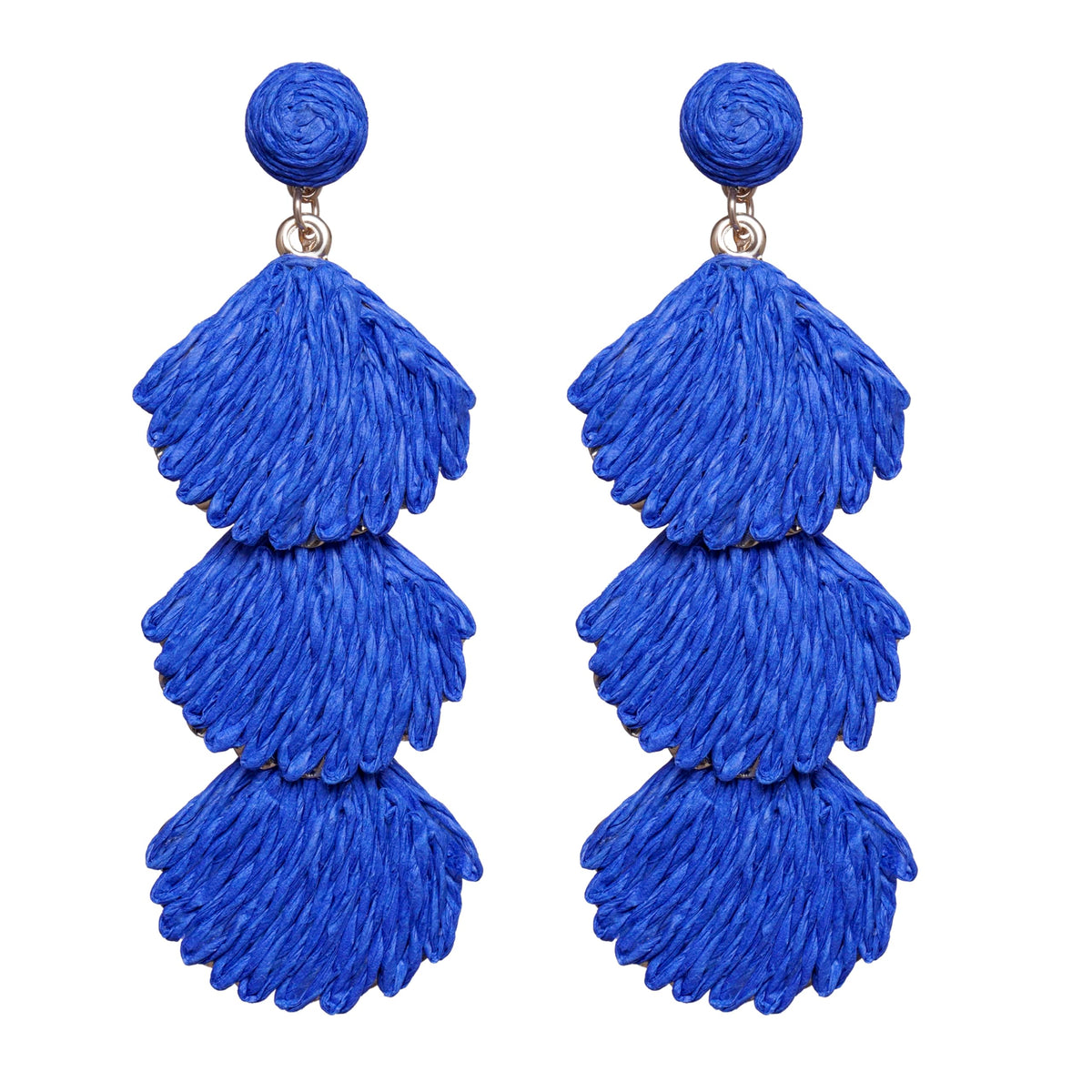 Raffia Dangle Earrings for Women - Boho Statement Rattan Drop Jewelry with Shell Design, Lightweight Summer Beach Trendy Accessories