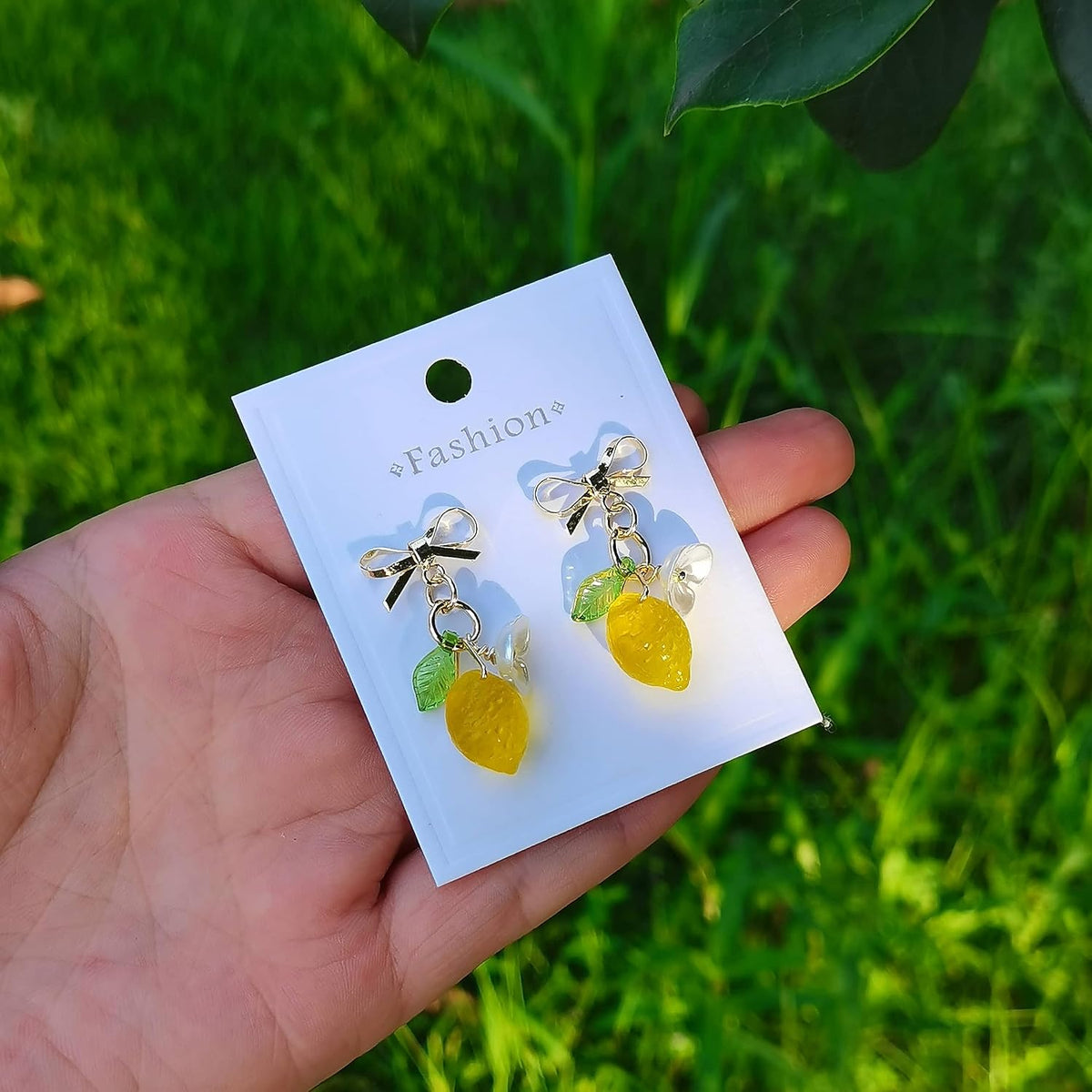 Orange Lemon Strawberry Imported Czech Glass Beads Earrings Handmade Bowtie Fruits Dangling Stud Earrings For Women