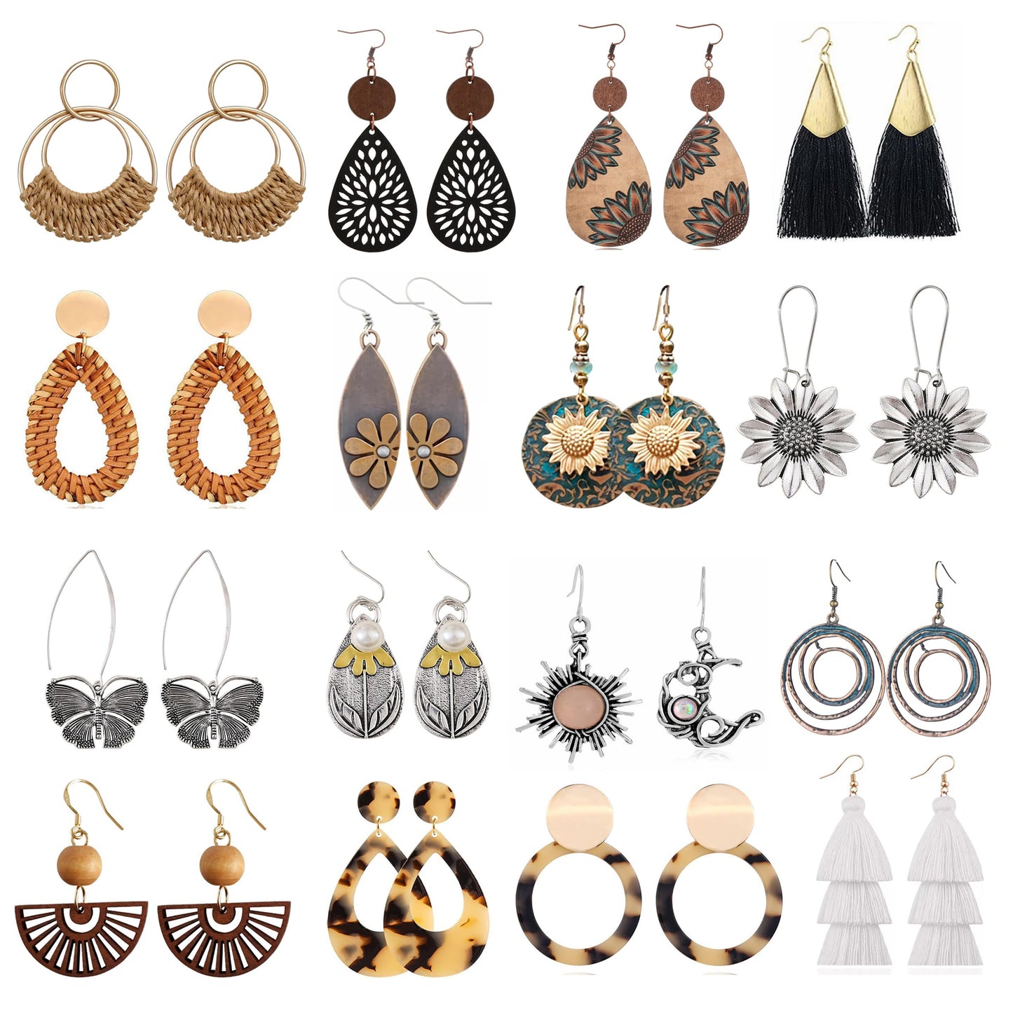 Vacation Statement Earrings for Women Acrylic Rattan Earrings | Summer Beach Earrings