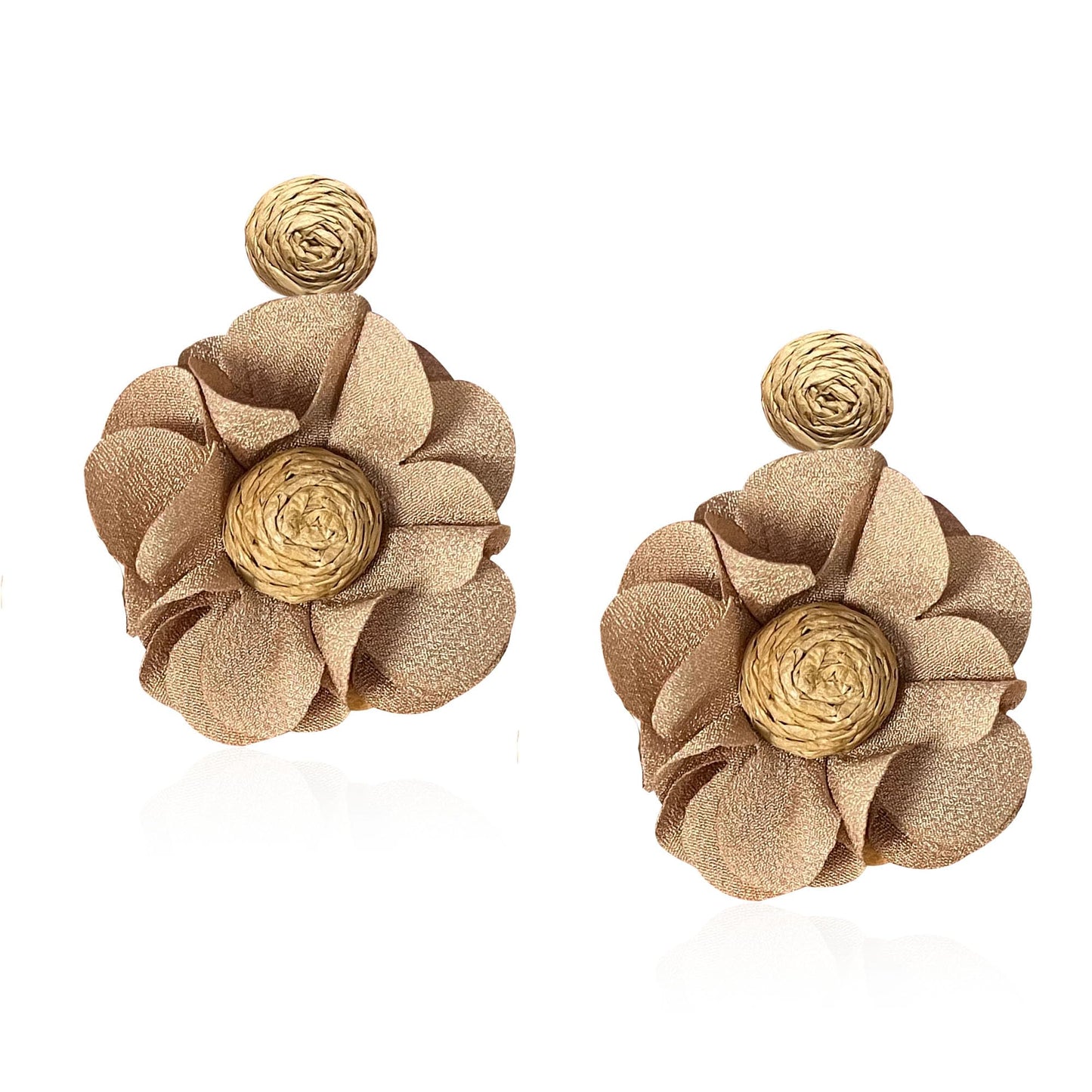 Rattan Flower Drop Earrings Raffia Dangle Boho Statement Earrings for Women