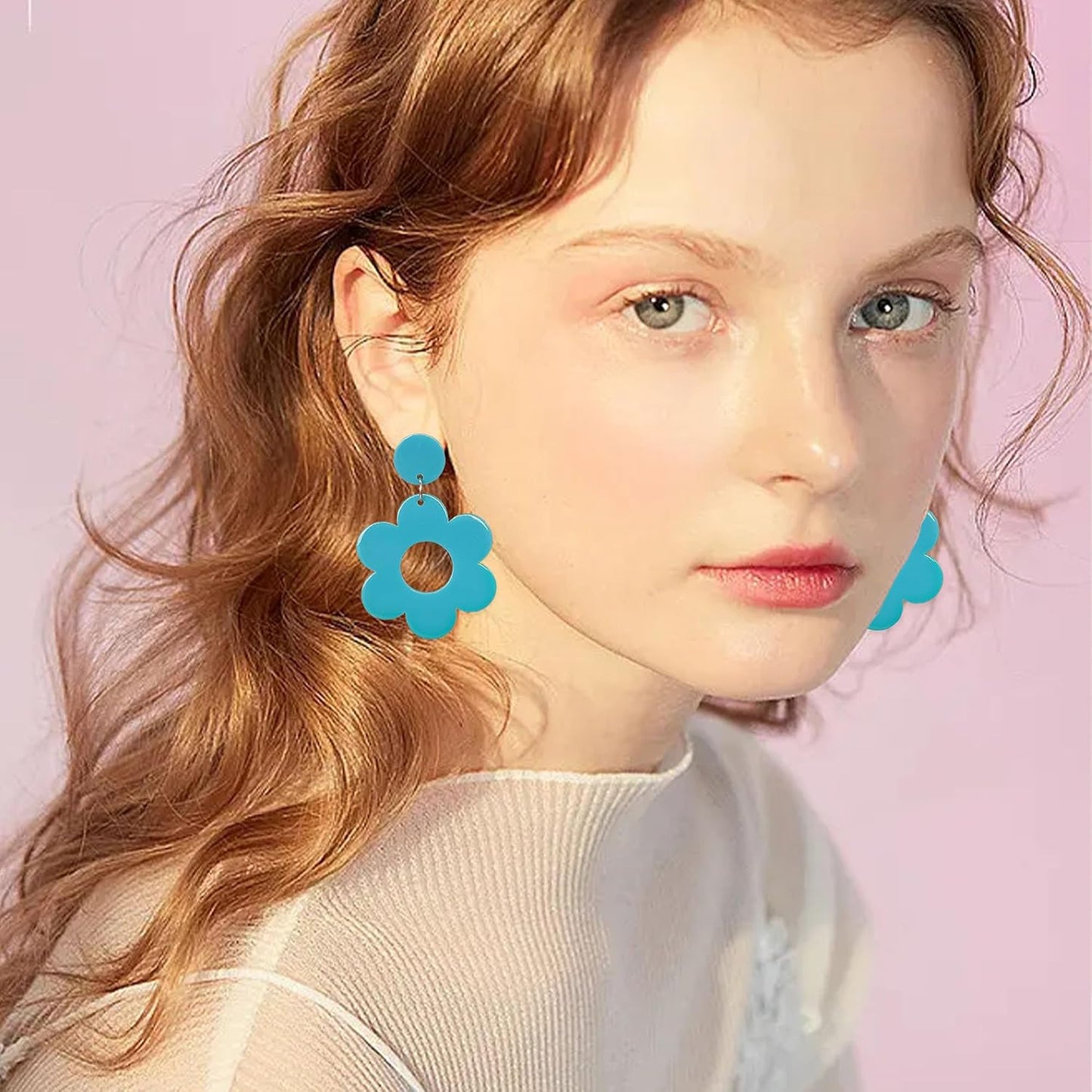 YUNXI Acrylic Flower Earrings Daisy Drop Dangle For Women Y2k Resin Floral Studs 60/70s Retro Flowers Earrings