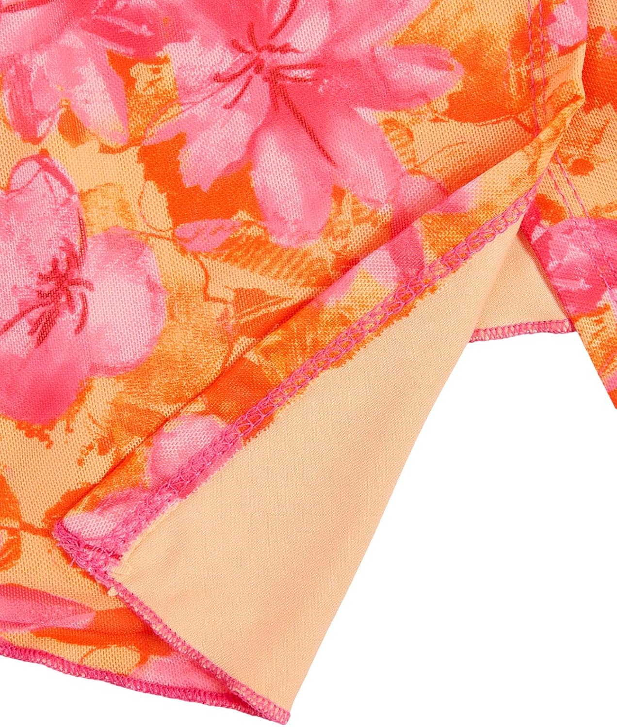 Milumia Women Floral Summer Mesh Ruched Tube Top Y2k Going Out Crop Tops | Strapless Tropical Hawaiian Tank, Vacation Outfits, Beach, Bandeau, Asymmetrical Split Hem