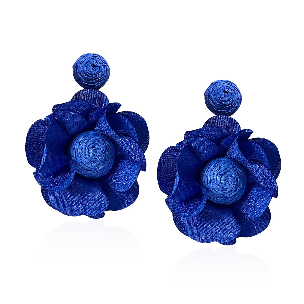 Rattan Flower Drop Earrings Raffia Dangle Boho Statement Earrings for Women