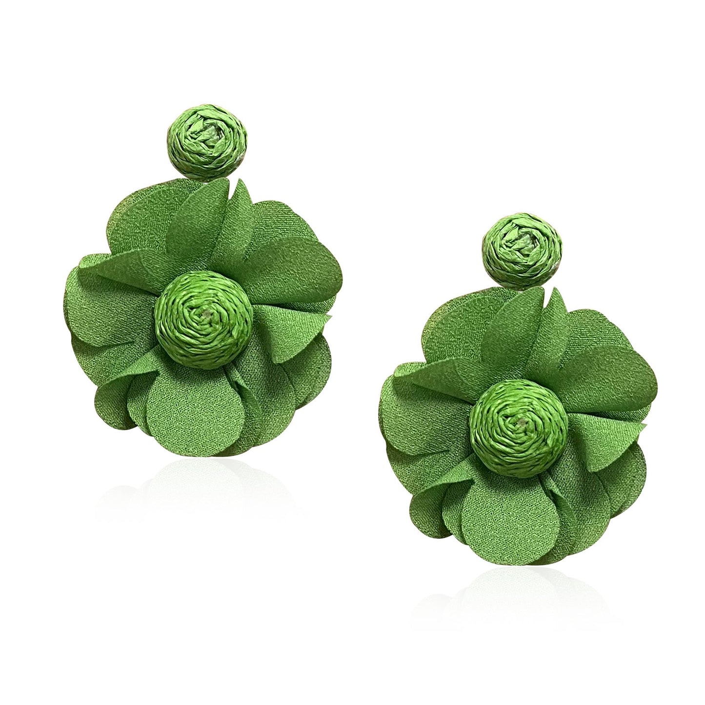 Rattan Flower Drop Earrings Raffia Dangle Boho Statement Earrings for Women