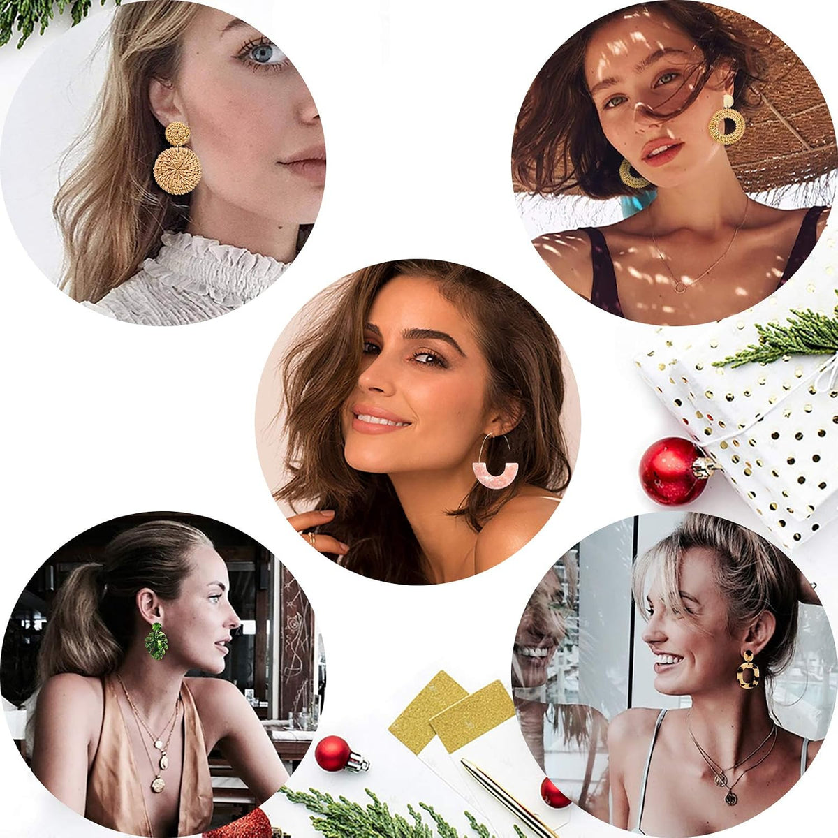9 Pairs Drop Dangle Earrings boho Fashion Jewelry Rattan Acrylic Statement Boho Bohemian Earrings Set for Women