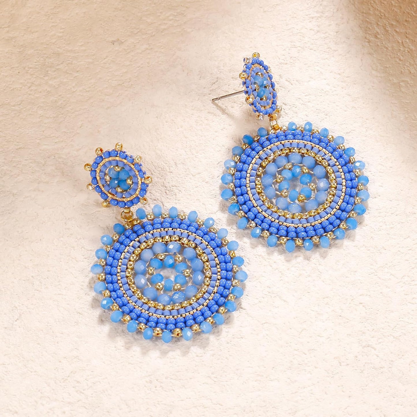 Beaded Earrings For Women Seed Bead Summer Beach Boho Statement Dangle Handmade Earrings Jewelry