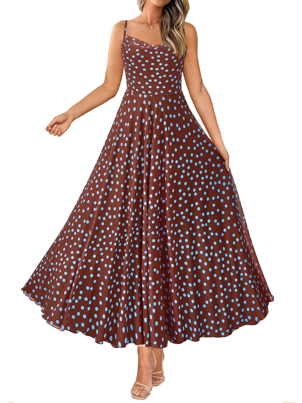 BTFBM Women Summer Maxi Dresses Elegant Wedding Guest Dress | Cowl Neck,Spaghetti Strap,Mesh,Floral,A-Line,Flowy,Party,Cocktail,Homecoming,Graduation,Sundress,Prom,Beach Long Dresses