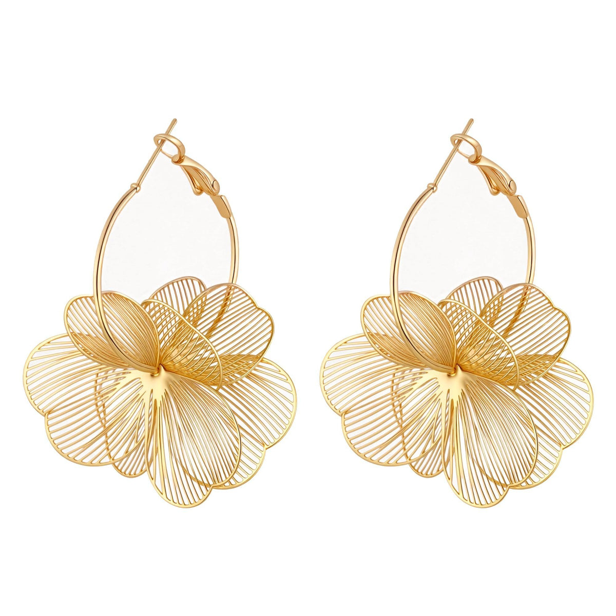 Dangle Elegant 3D Floral Earrings for Party Vacation Boho Statement Trendy Hoop Earring Flower Drop Earrings Jewelry Women