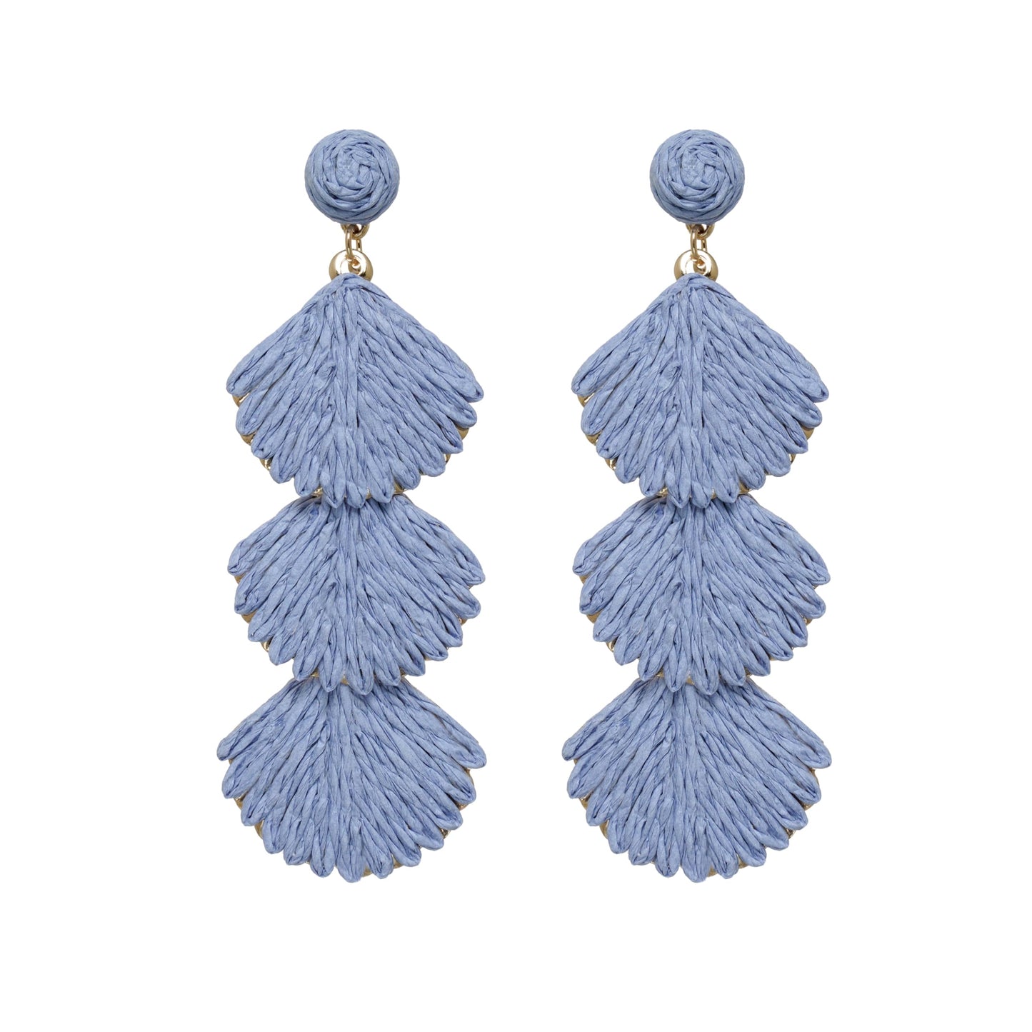 Raffia Dangle Earrings for Women - Boho Statement Rattan Drop Jewelry with Shell Design, Lightweight Summer Beach Trendy Accessories