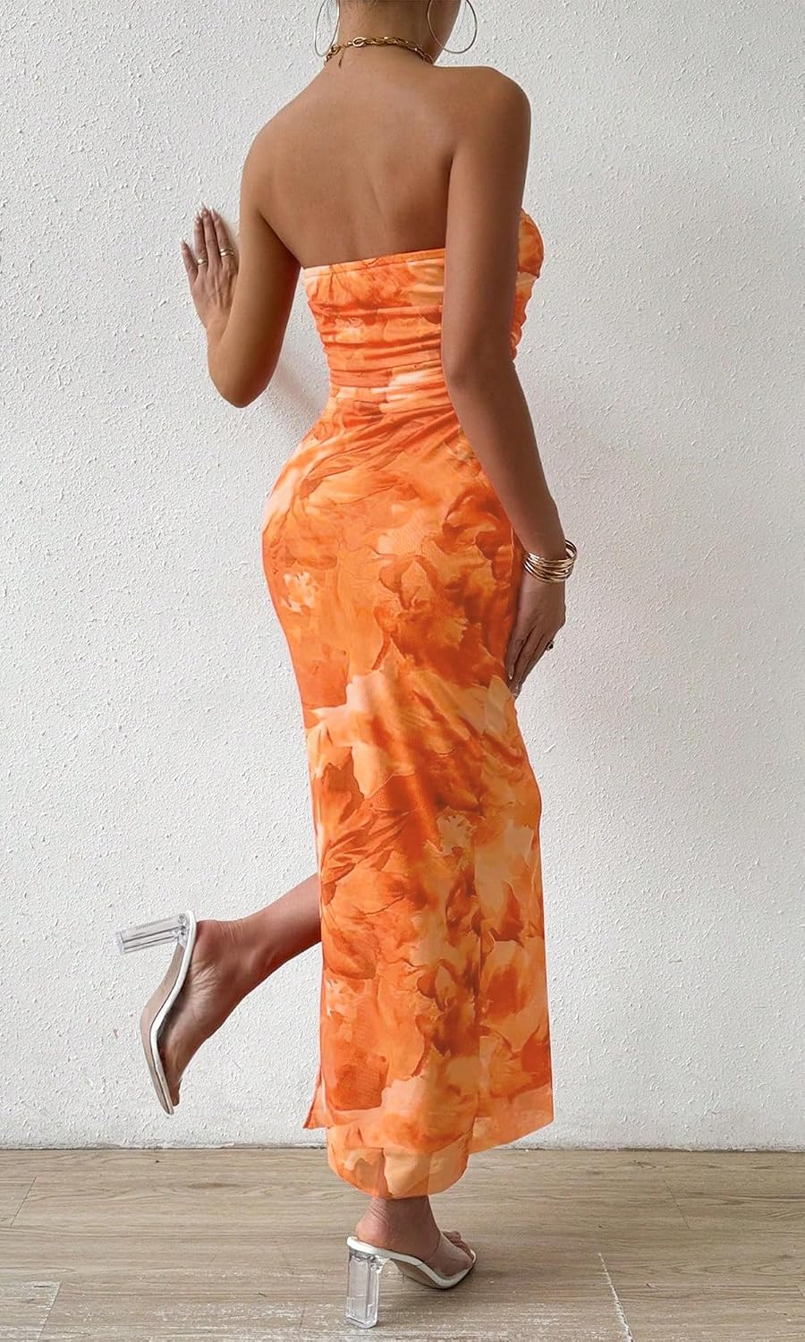 Women's Summer Strapless Dresses 2025 Maxi Bodycon Tube Top Dress Floral Beach Vacation Clothes for Women
