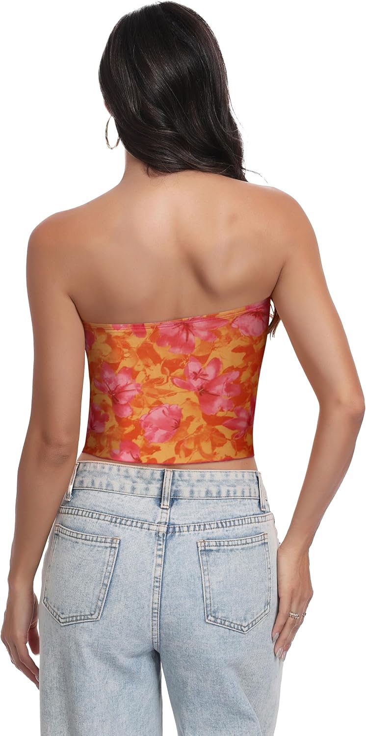 Womens Tube Top Strapless Mesh Asymmetrical Hem Crop Tops Summer Bandeau | Cute summer tops, Basic short shirts, Going out top, Y2k style, Vacation outfits