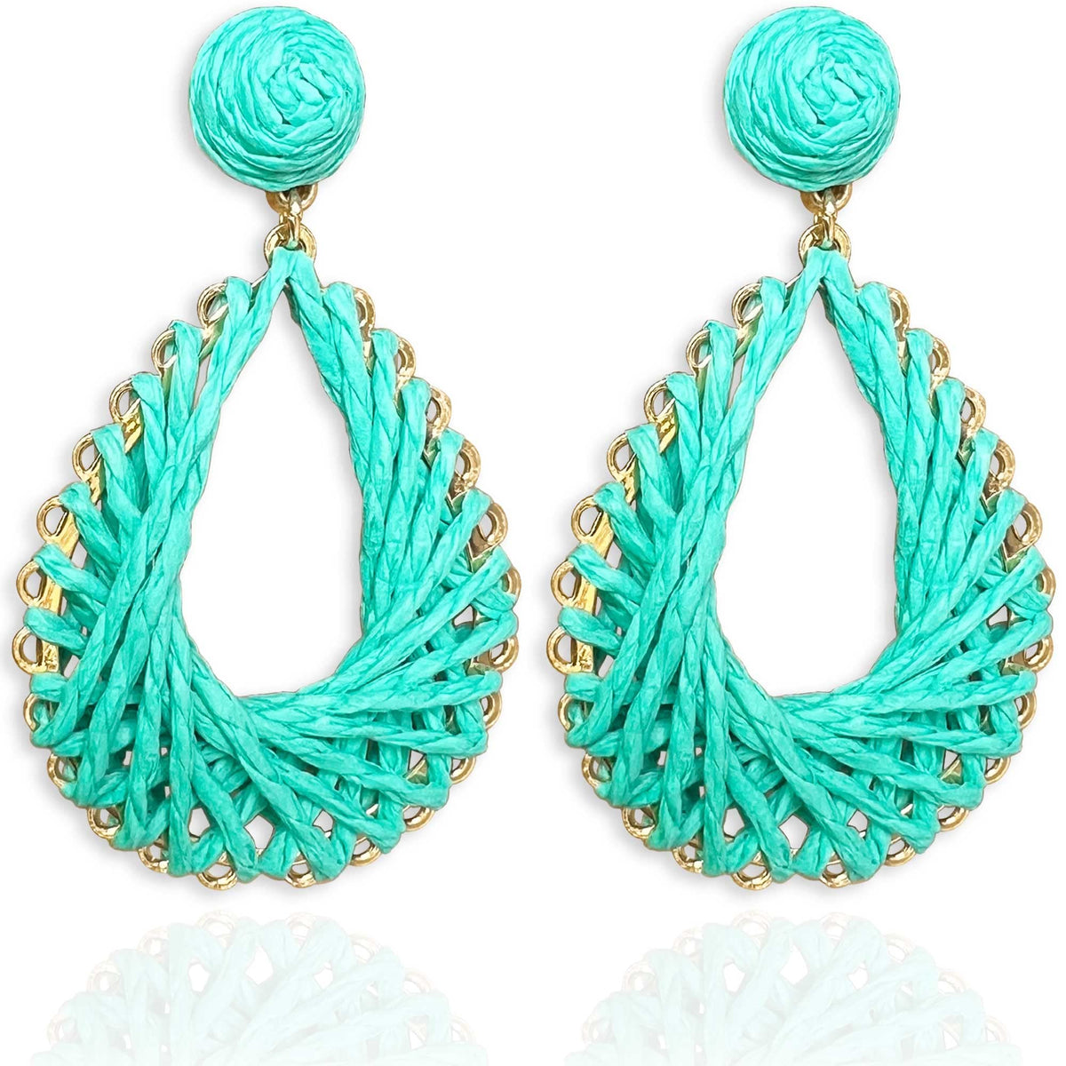 Boho Rattan Drop Earrings Women Raffia Teardrop Earrings Dangle Handmade Hot Pink Summer Earrings Jewelry