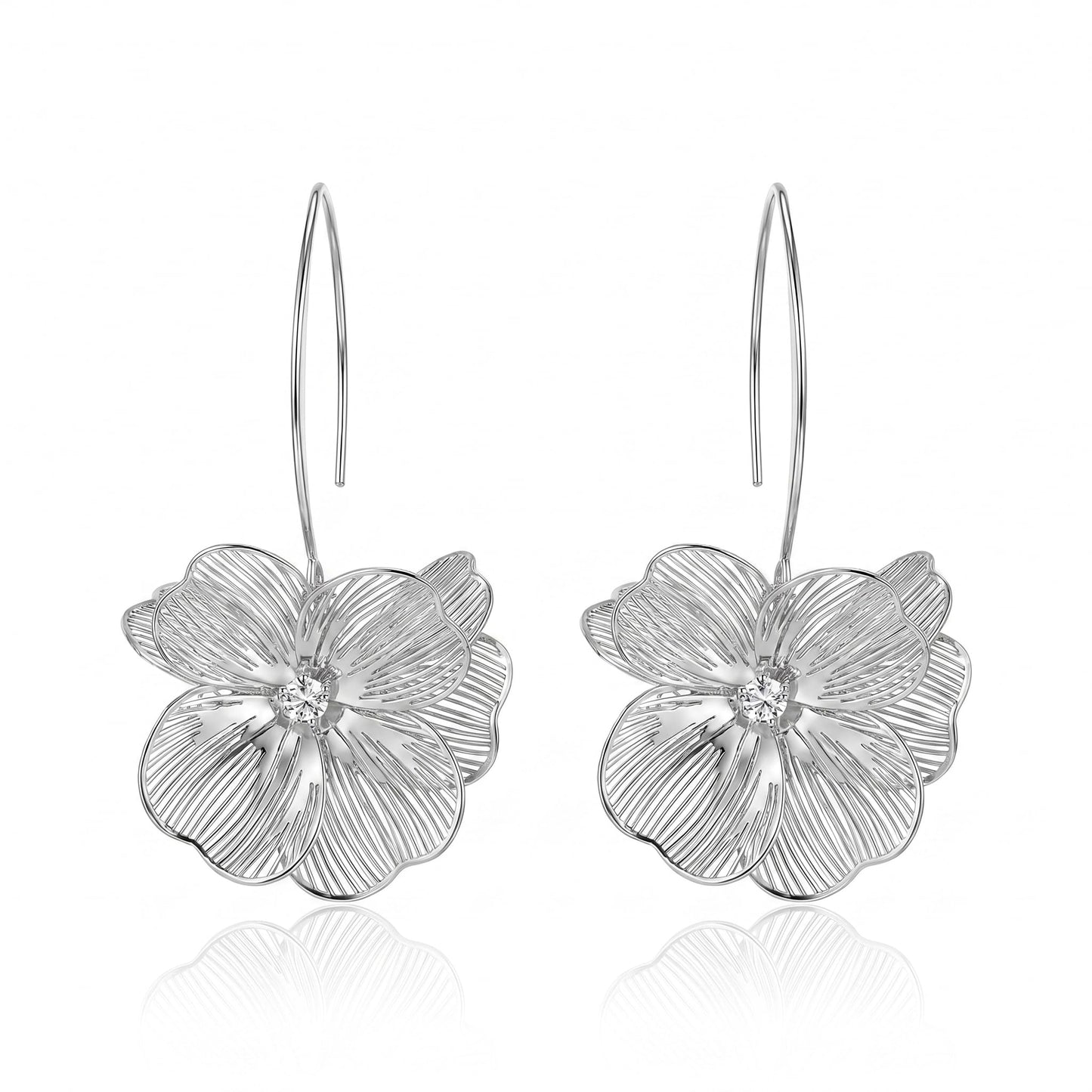 Dangle Elegant 3D Floral Earrings for Party Vacation Boho Statement Trendy Hoop Earring Flower Drop Earrings Jewelry Women