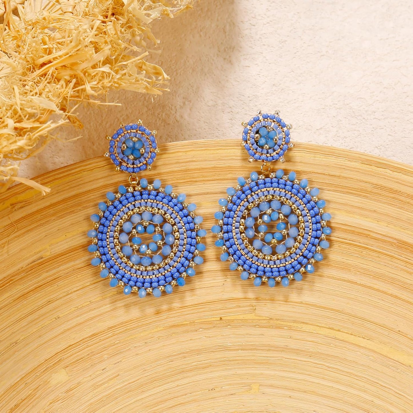 Beaded Earrings For Women Seed Bead Summer Beach Boho Statement Dangle Handmade Earrings Jewelry