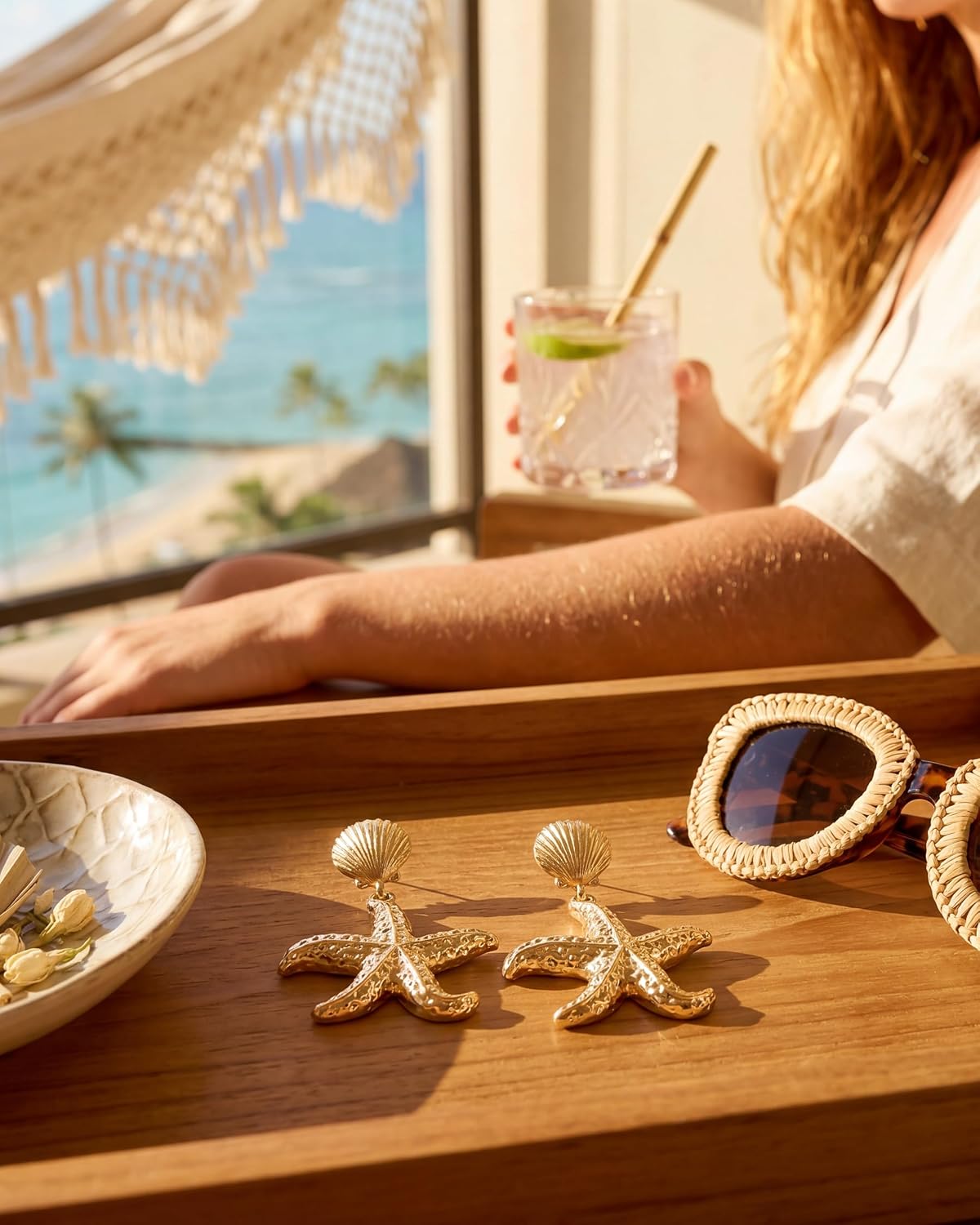 Chunky Gold Earrings for Women Trendy Statement Starfish Earrings | Hypoallergenic Earrings,Waterproof Earrings,Gold Earrings for Sensitive Ears Women,Dangle Earrings,Beach Earrings for Women